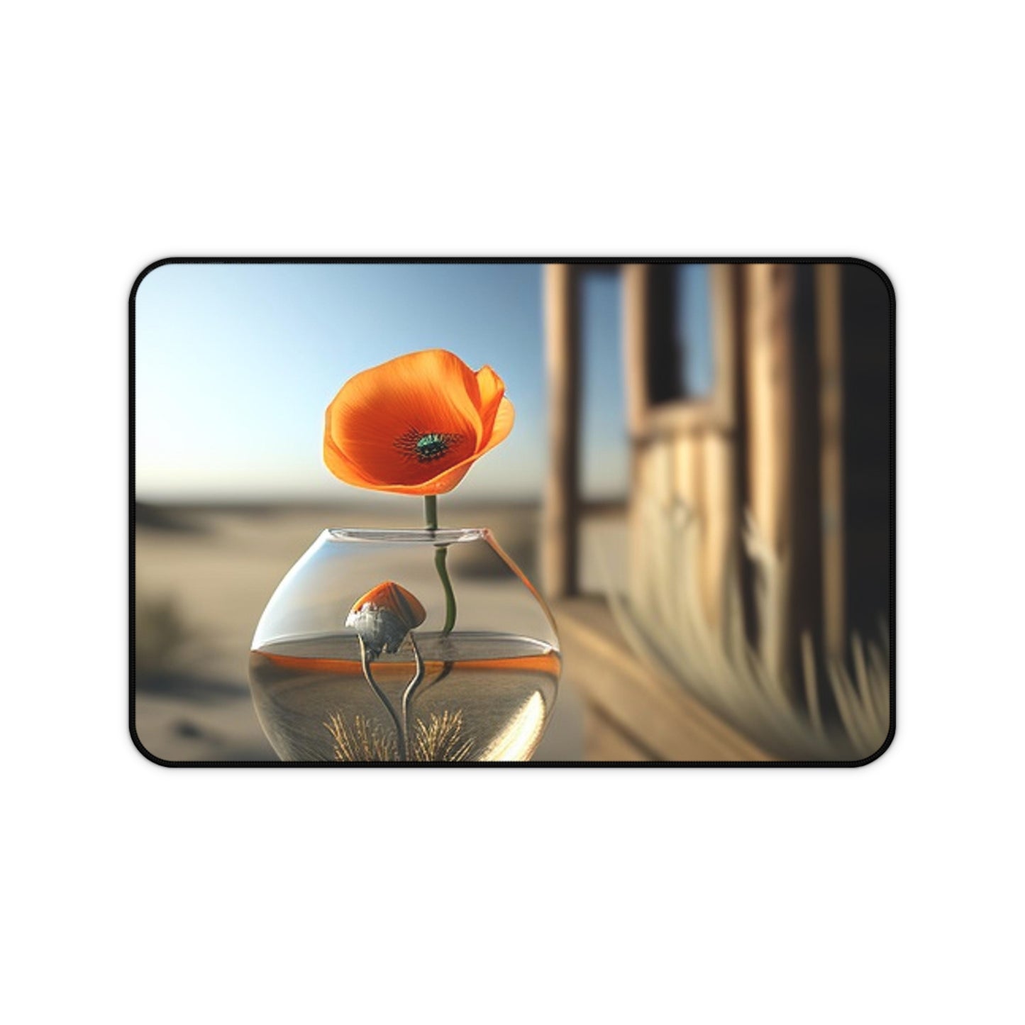 Desk Mat Orange Poppy in a Vase 1