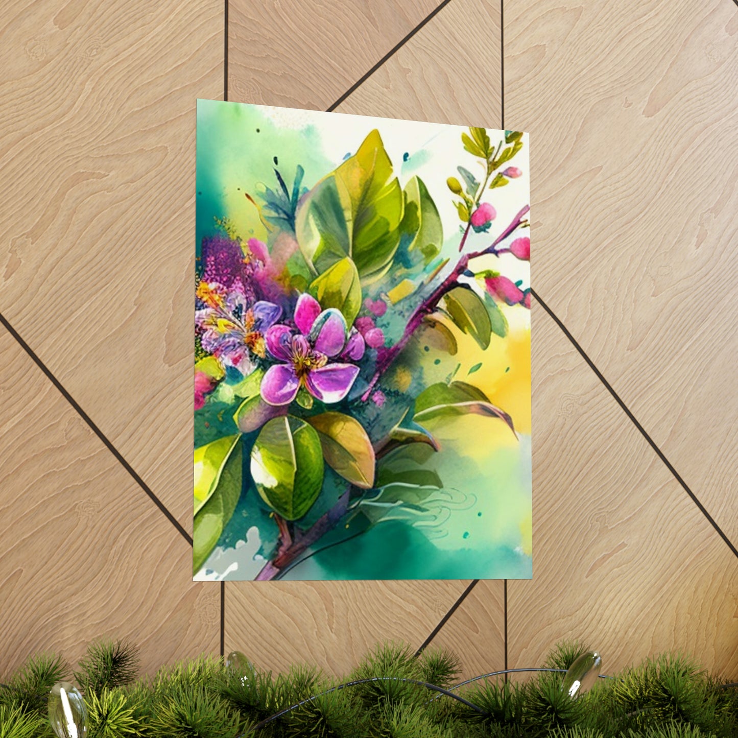 Premium Matte Vertical Posters Mother Nature Bright Spring Colors Realistic Watercolor 1