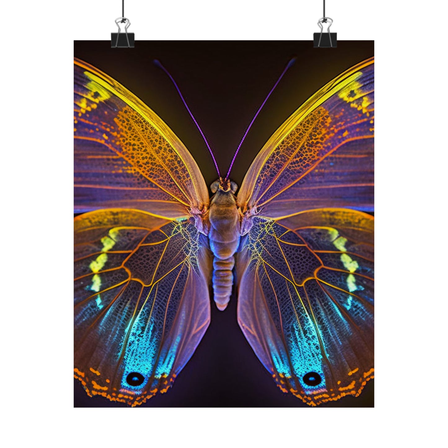 Premium Matte Vertical Posters Neon Butterfly Flair 2