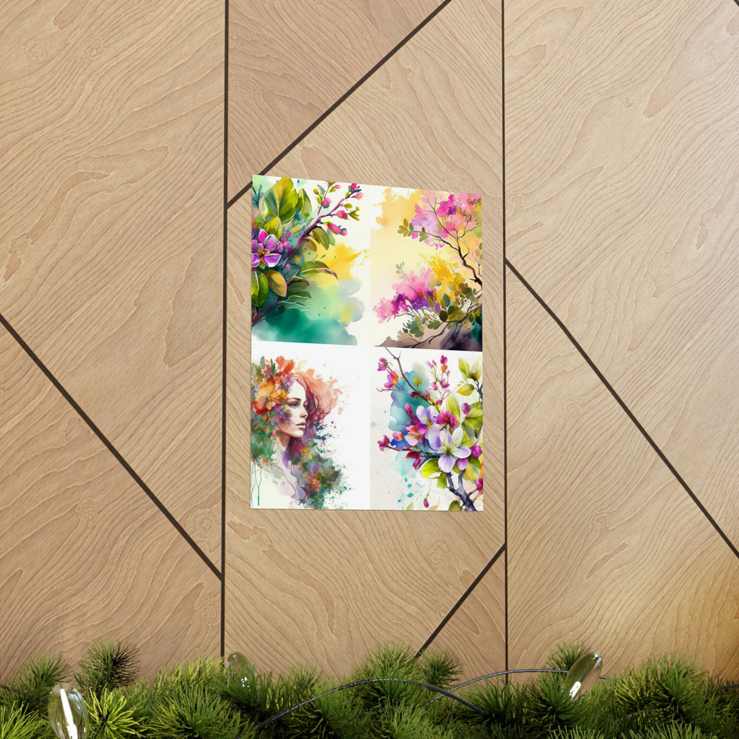 Premium Matte Vertical Posters Mother Nature Bright Spring Colors Realistic Watercolor 5