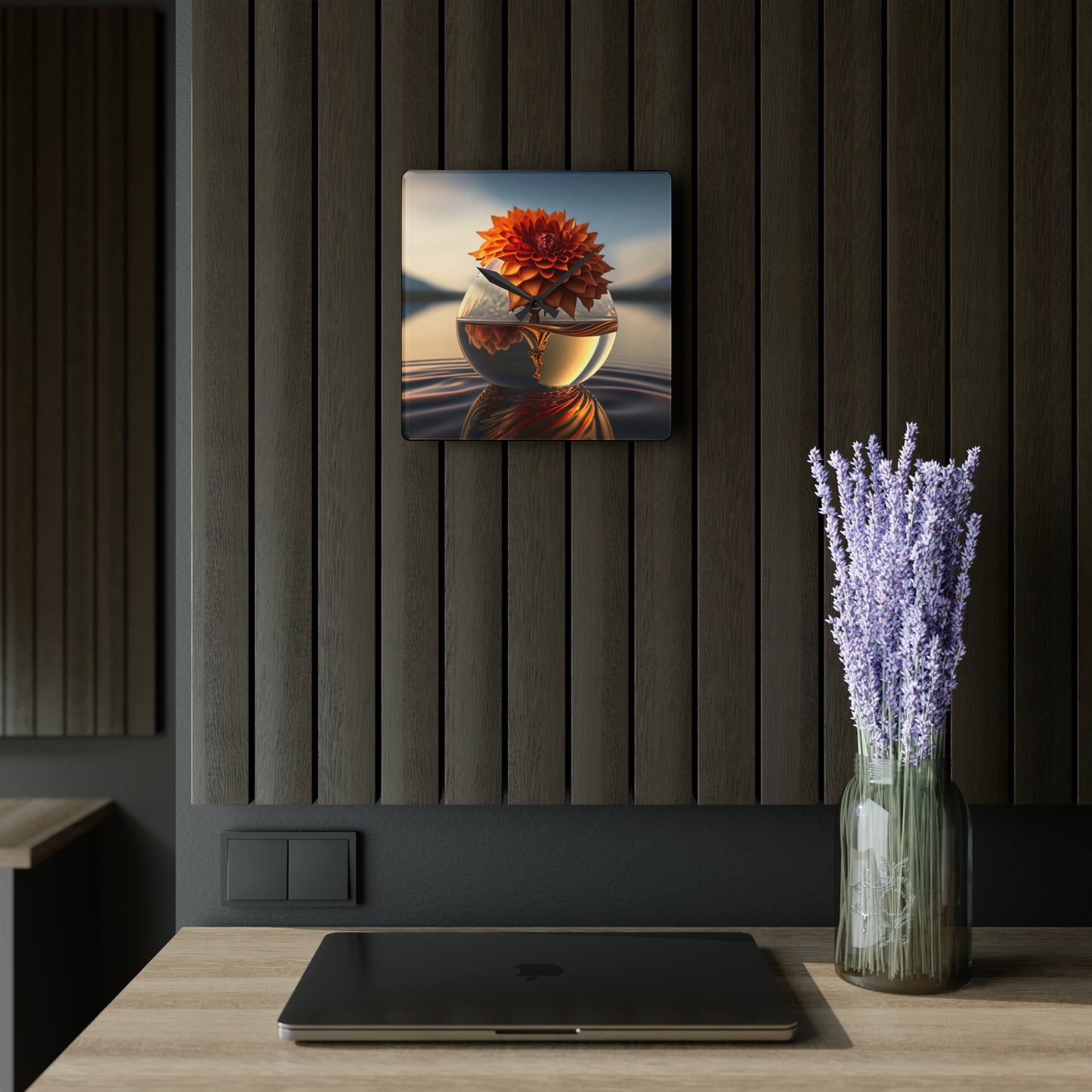 Acrylic Wall Clock Dahlia Orange 1