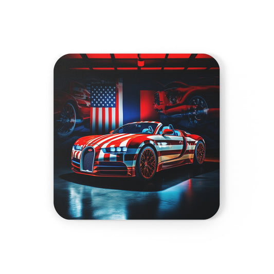 Corkwood Coaster Set Macro Bugatti American Flag 2