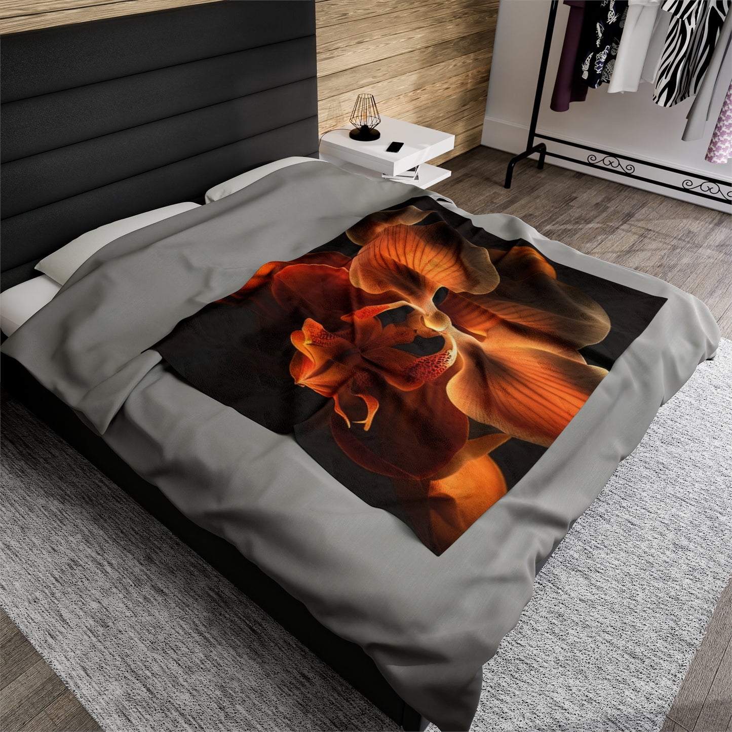 Velveteen Plush Blanket Orange Orchid 2