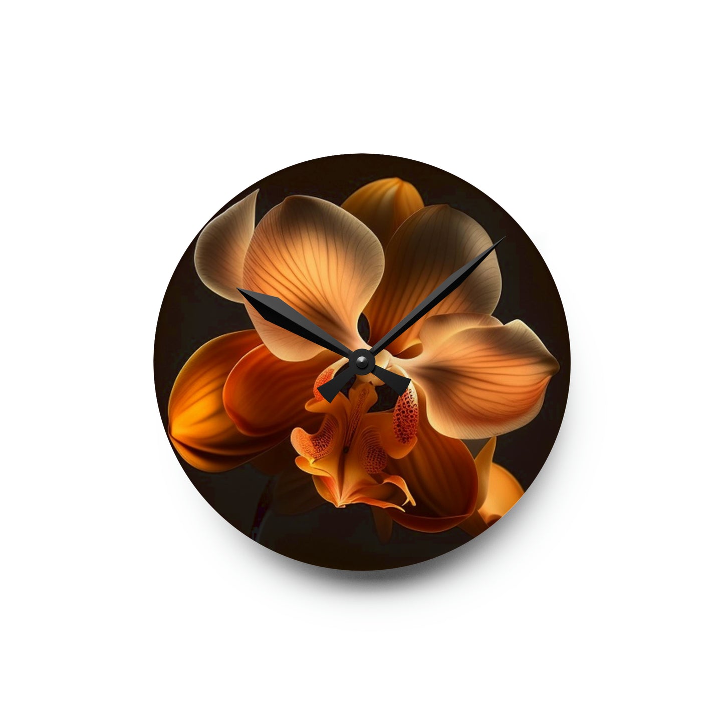 Acrylic Wall Clock Orange Orchid 2