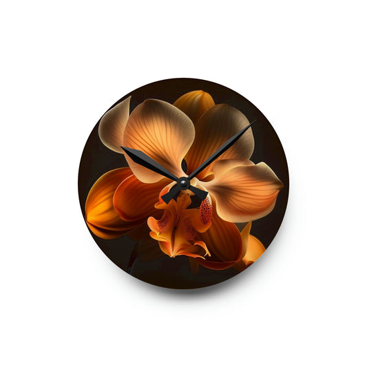 Acrylic Wall Clock Orange Orchid 2