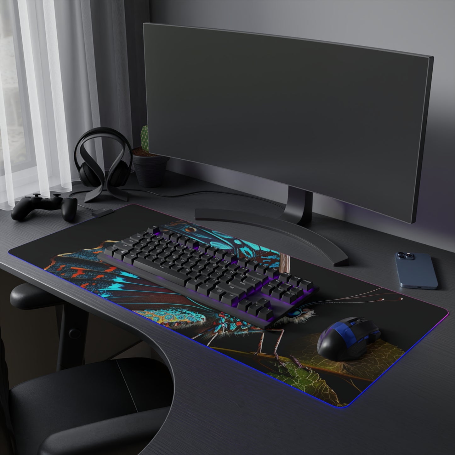 LED Gaming Mouse Pad Hue Neon Butterfly 2