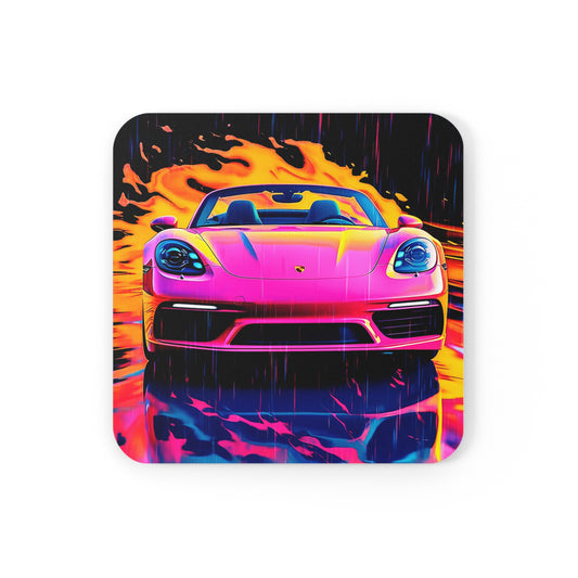 Cork Back Coaster Pink Porsche water fusion 1