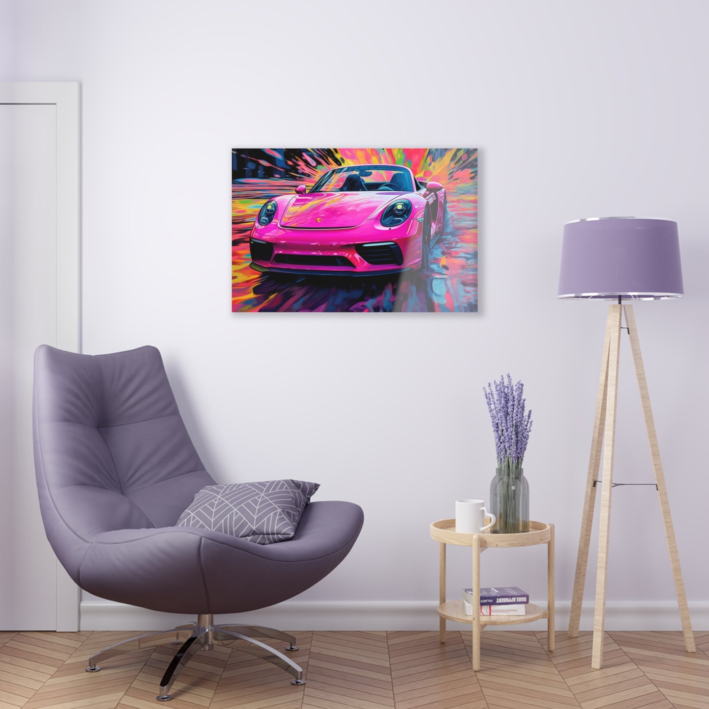 Acrylic Prints Pink Porsche water fusion 2