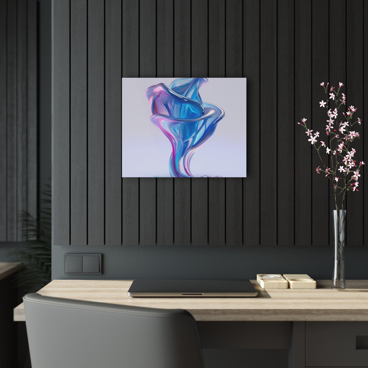 Acrylic Prints Pink & Blue Tulip Rose 2