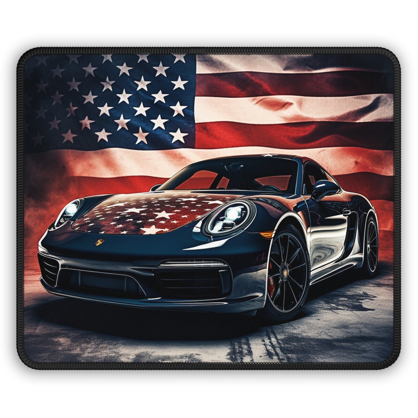 Gaming Mouse Pad  Abstract American Flag Background Porsche 2