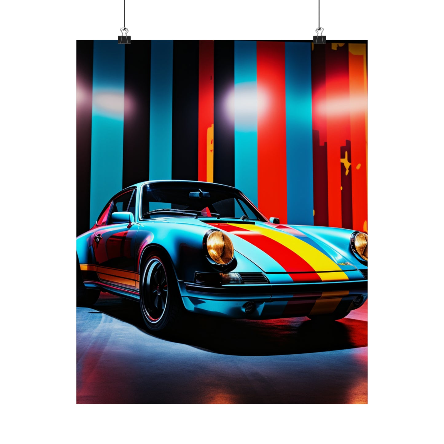 Premium Matte Vertical Posters Macro American Flag Porsche 3