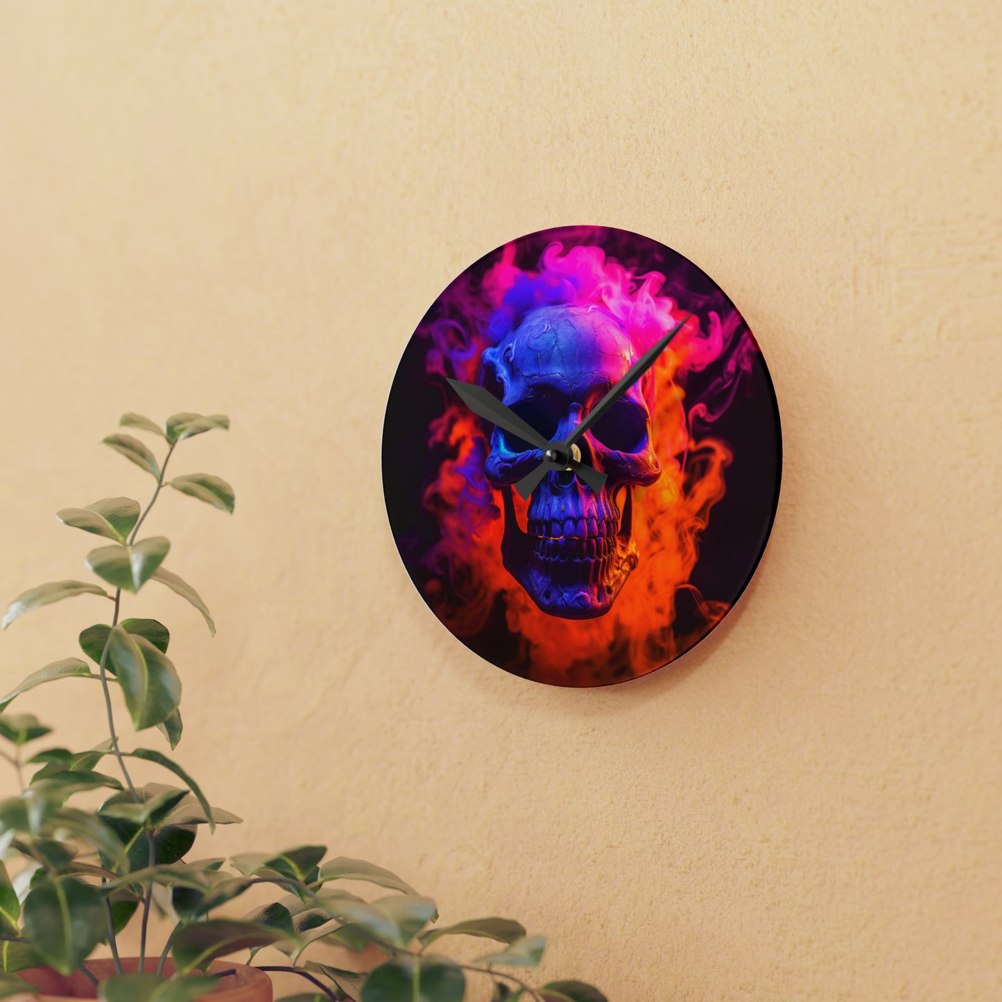 Acrylic Wall Clock Macro Skull 4