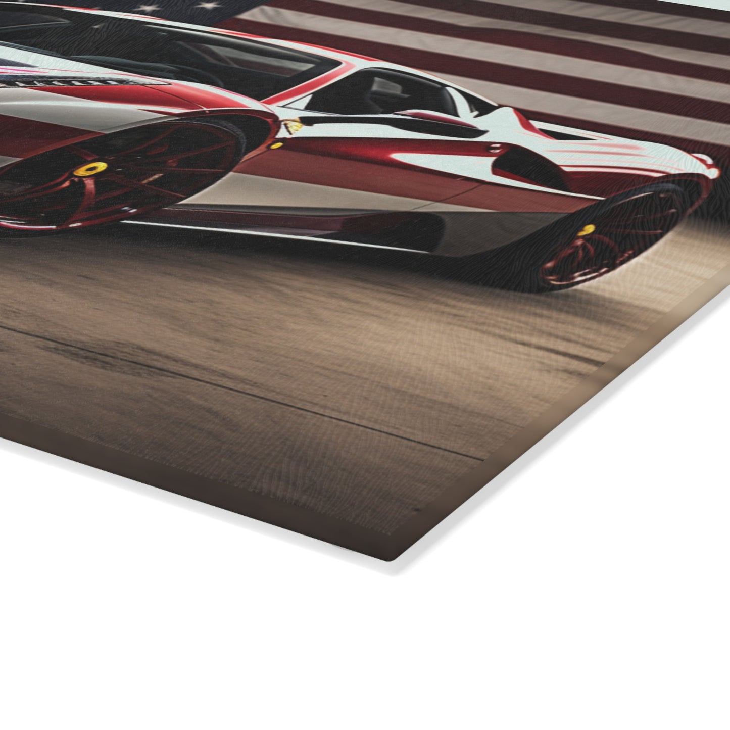 Glass Cutting Board American Flag Background Ferrari 2