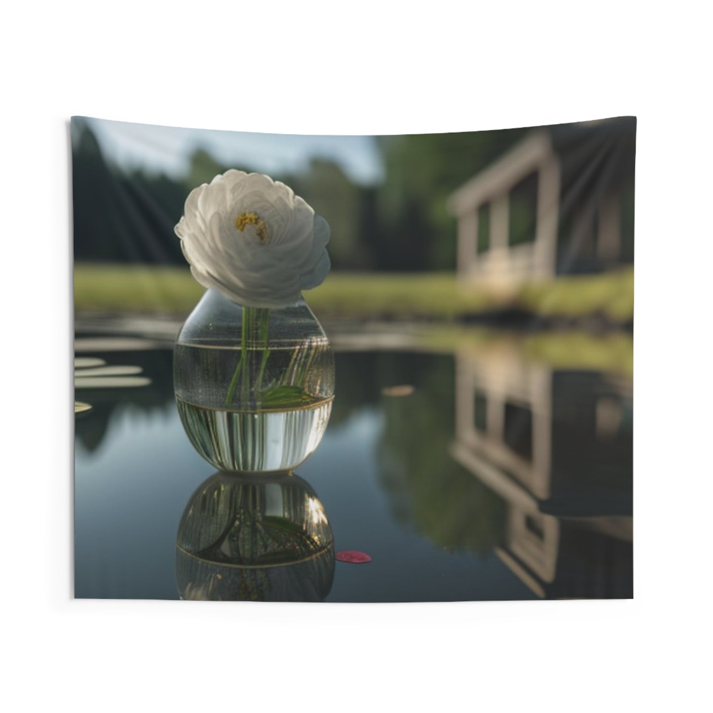 Indoor Wall Tapestries White Peony glass vase 1