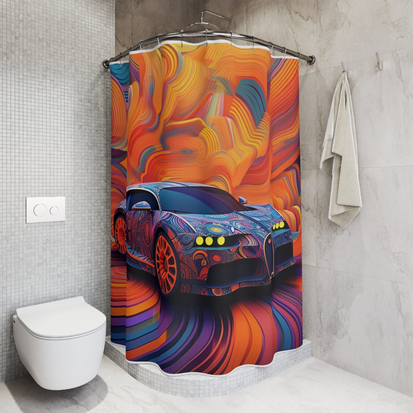 Polyester Shower Curtain Bugatti Abstract Concept 4