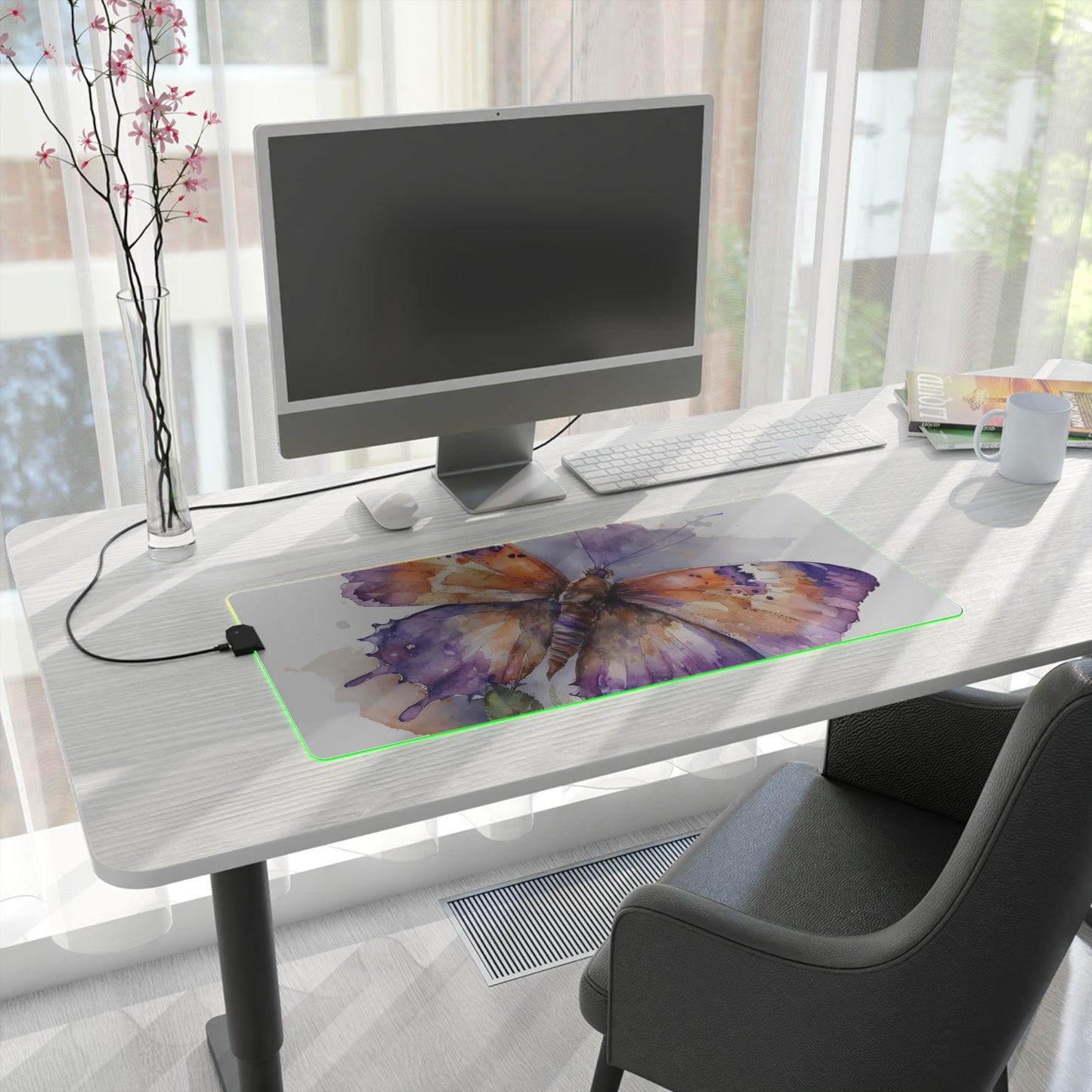 LED Gaming Mouse Pad MerlinRose Watercolor Butterfly 1