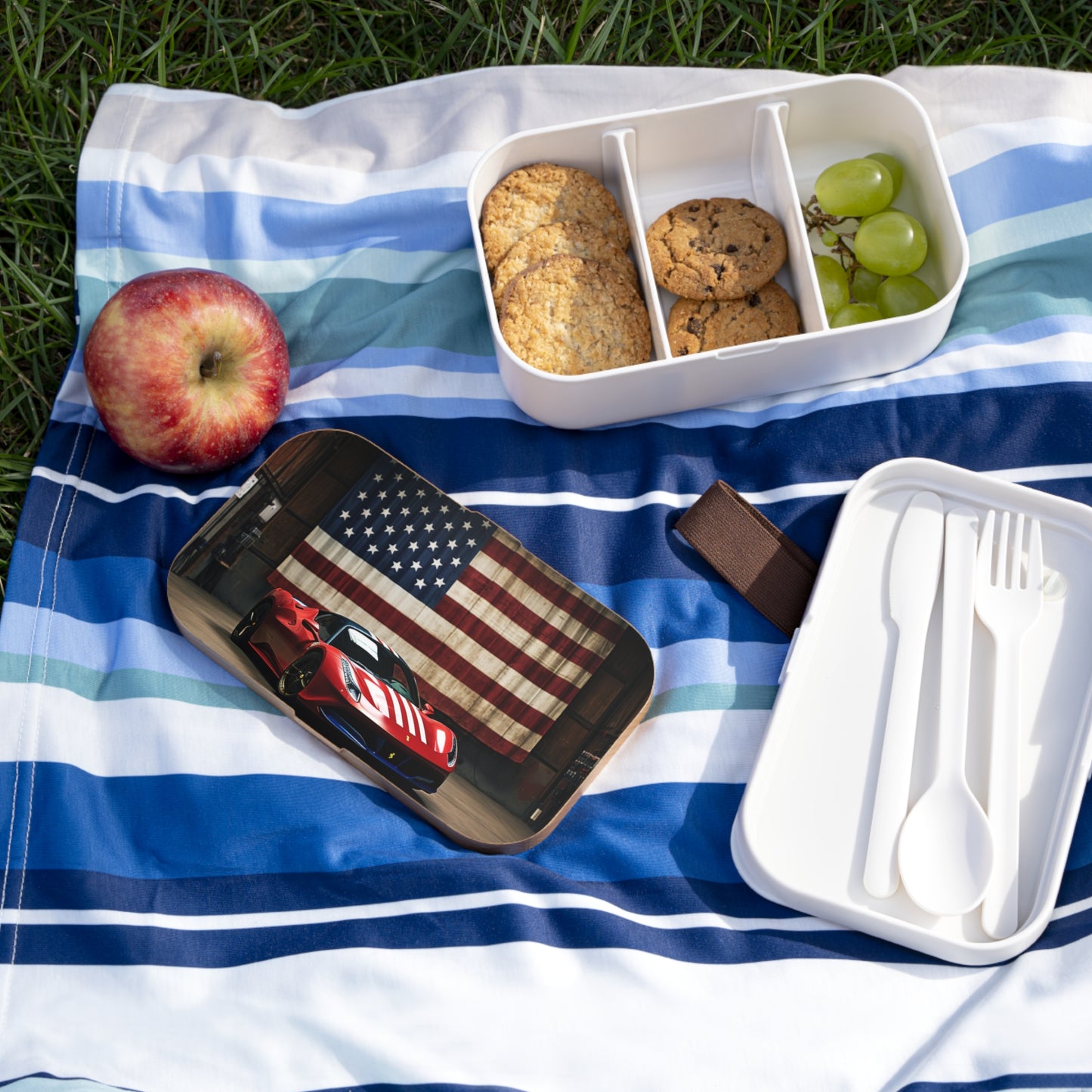 Bento Lunch Box American Flag Farrari 4