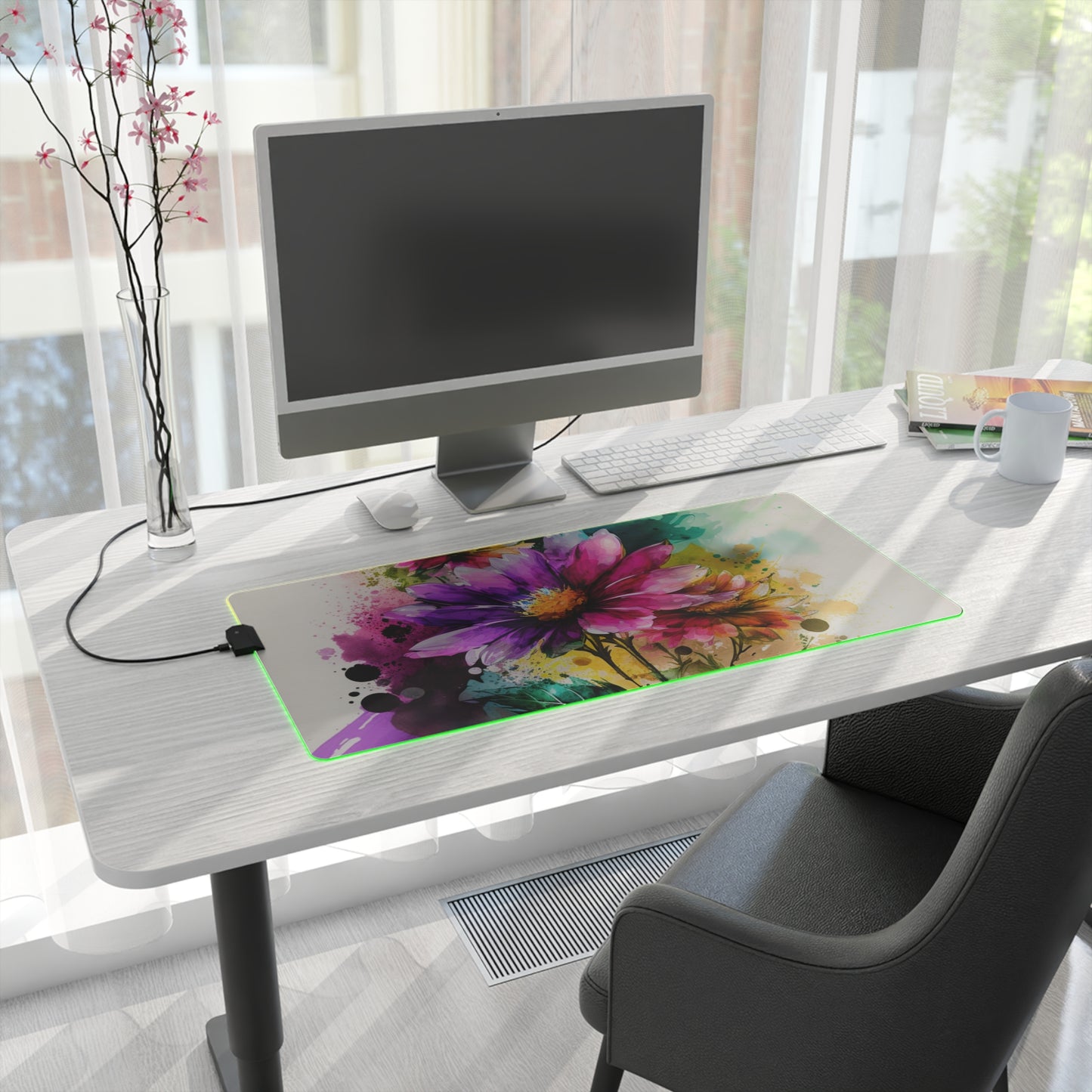 LED Gaming Mouse Pad Bright Spring Flowers 1
