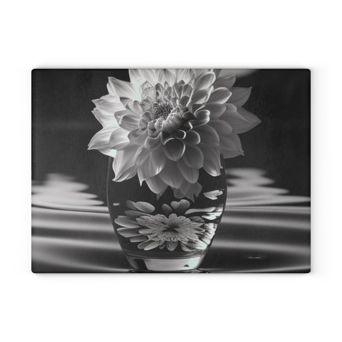 Glass Cutting Board White Dahlia 4