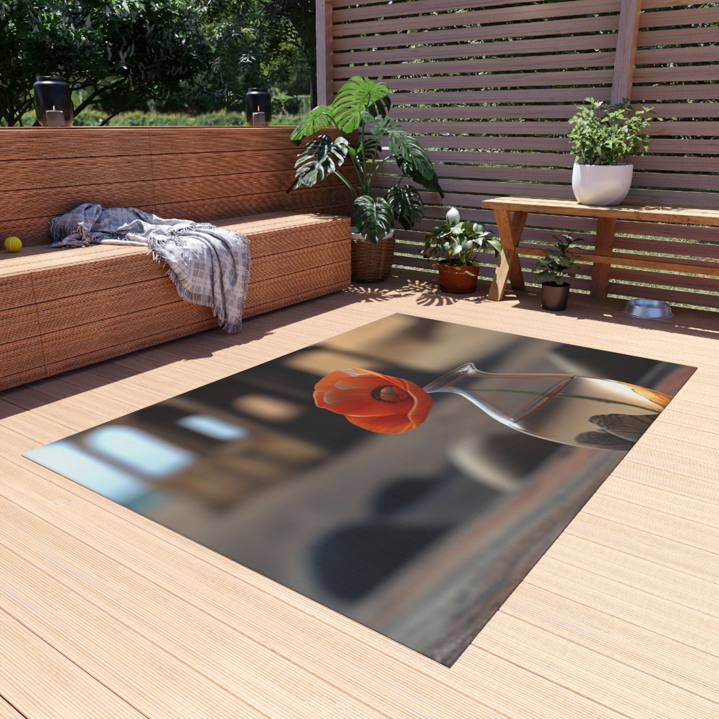 Outdoor Rug  Poppy in a Glass Vase 1