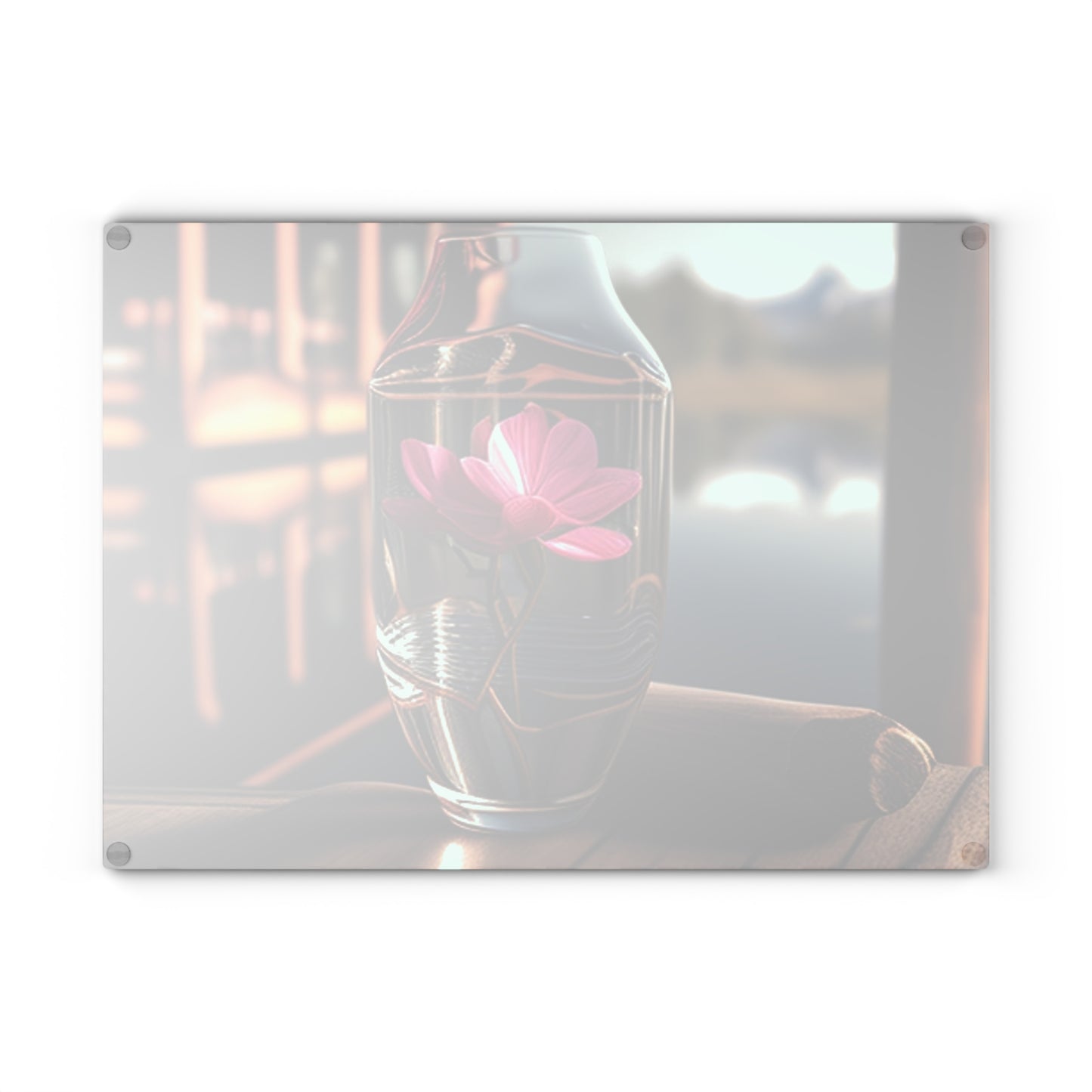 Glass Cutting Board Magnolia in a Glass vase 3