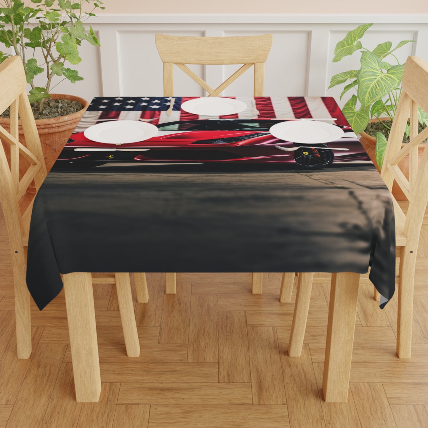 Tablecloth American Flag Background Ferrari 3