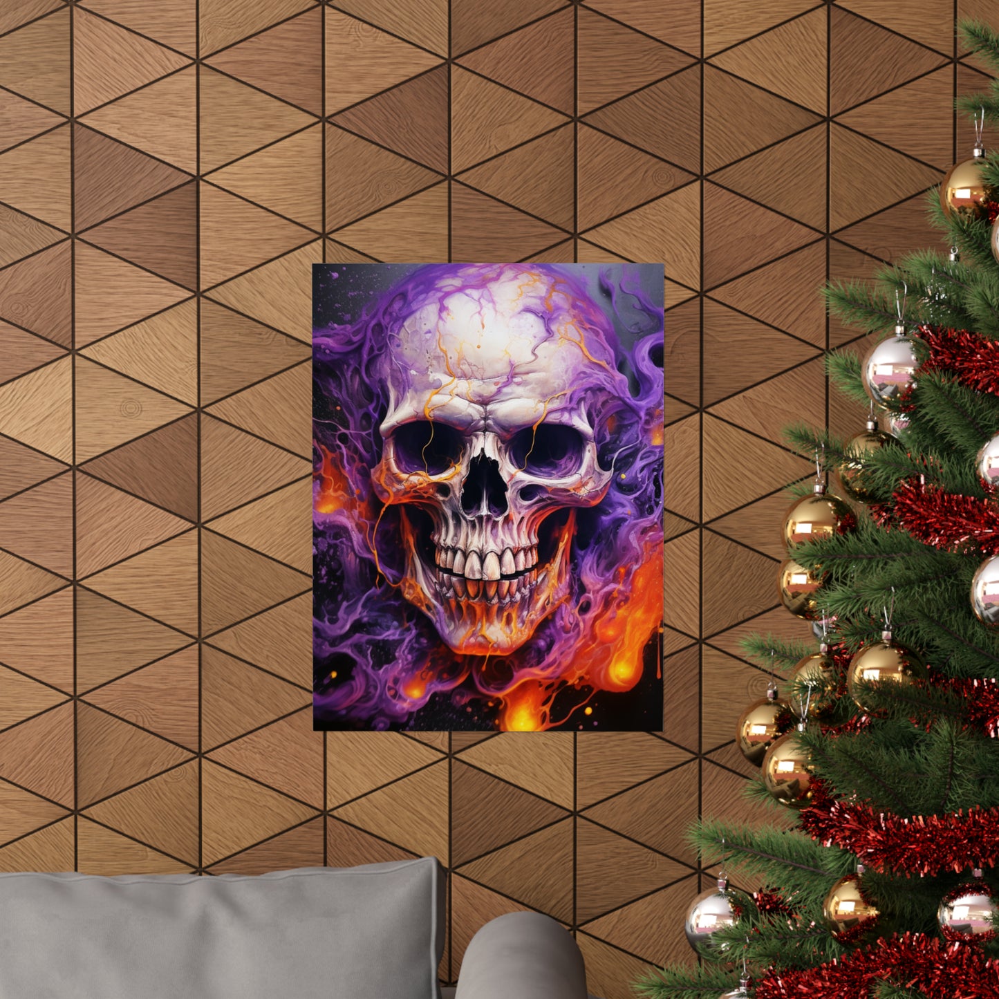 Premium Matte Vertical Posters Skull Flames 2