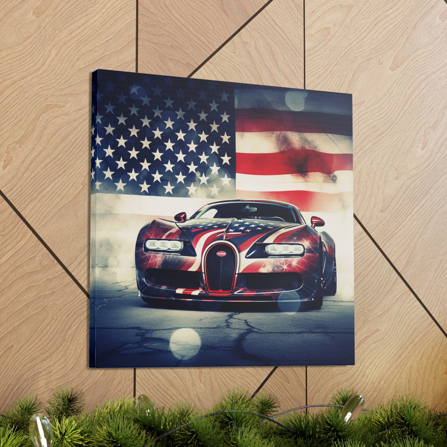 Canvas Gallery Wraps Abstract American Flag Background Bugatti 1