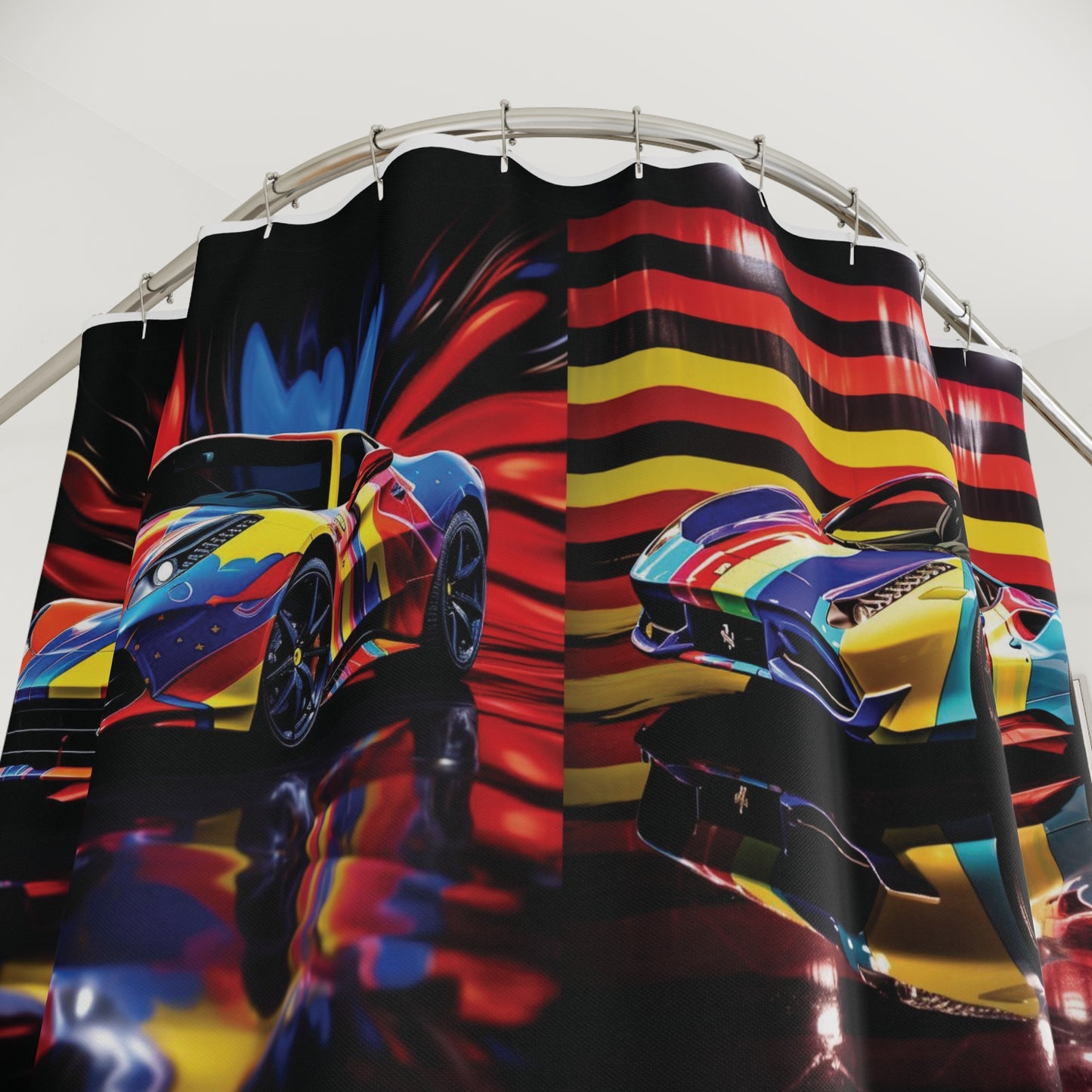 Polyester Shower Curtain Hyper Colorfull Ferrari 5