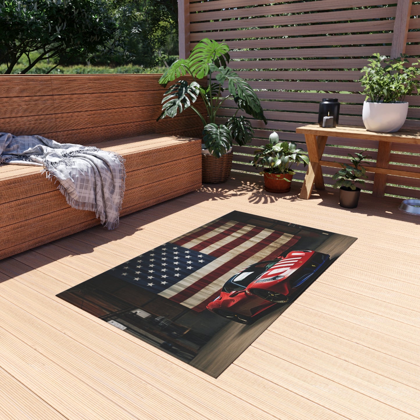 Outdoor Rug  American Flag Farrari 4