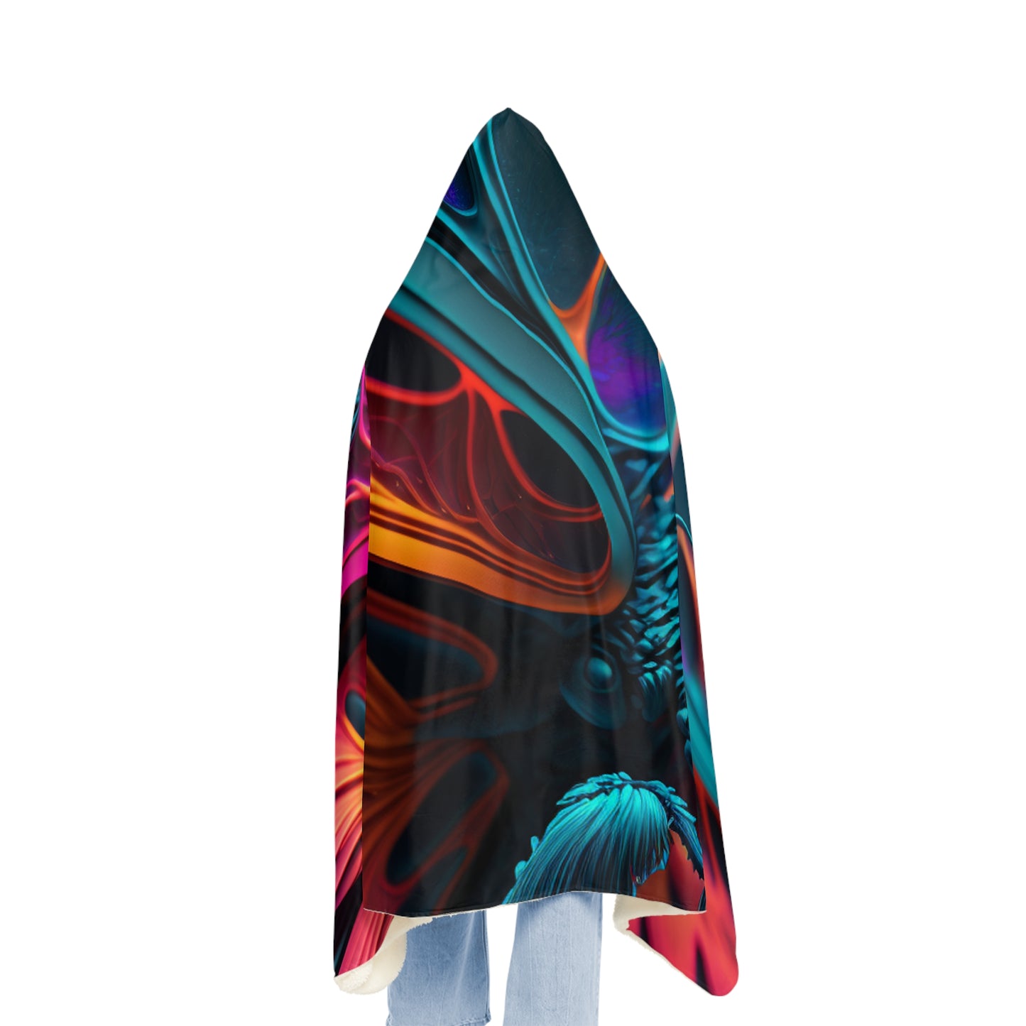 Snuggle Hooded Blanket Neon Butterfly Macro 4