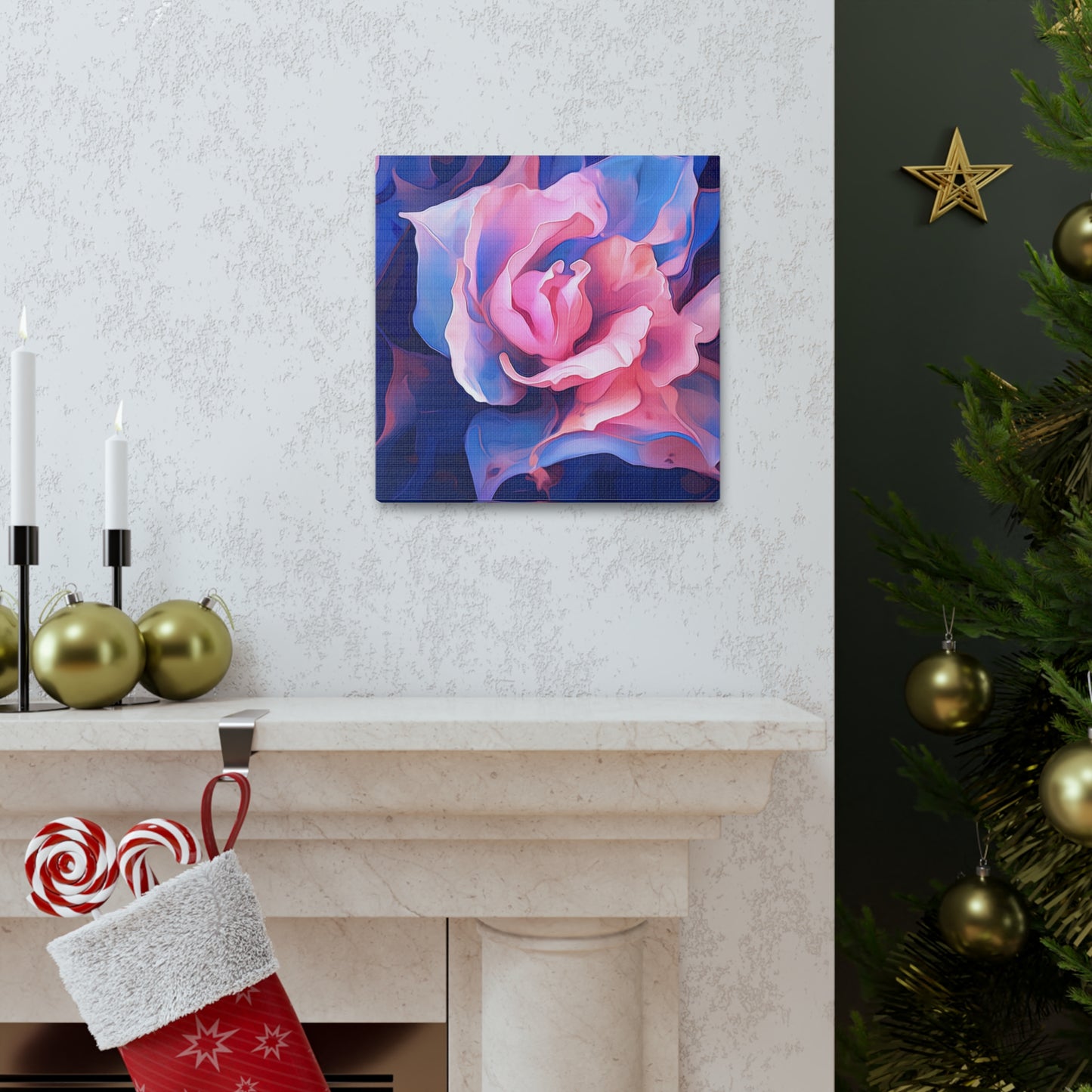 Canvas Gallery Wraps Pink & Blue Tulip Rose 1