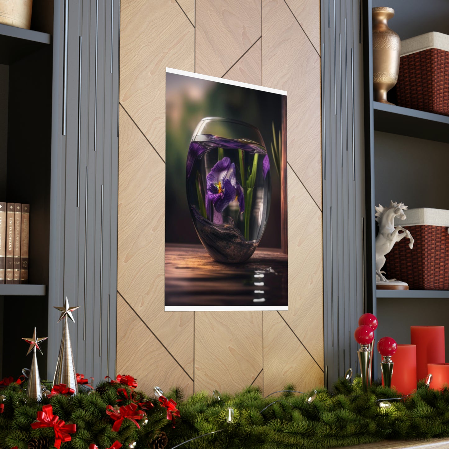 Premium Matte Vertical Posters Purple Iris in a vase 4