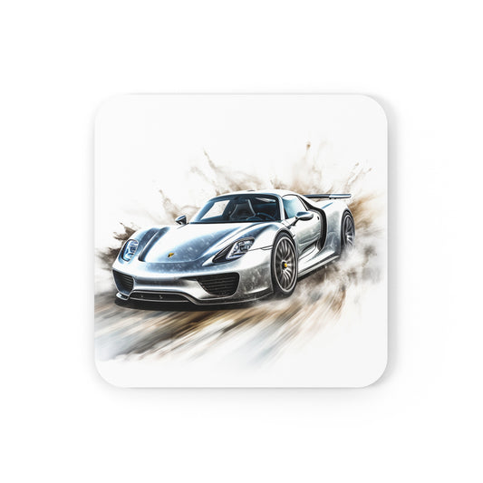 Cork Back Coaster 918 Spyder white background driving fast with water splashing 2