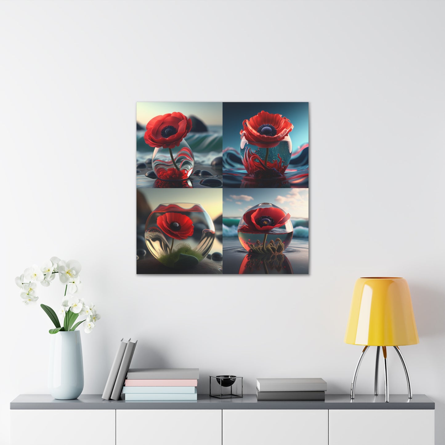 Canvas Gallery Wraps Red Anemone in a Vase 5