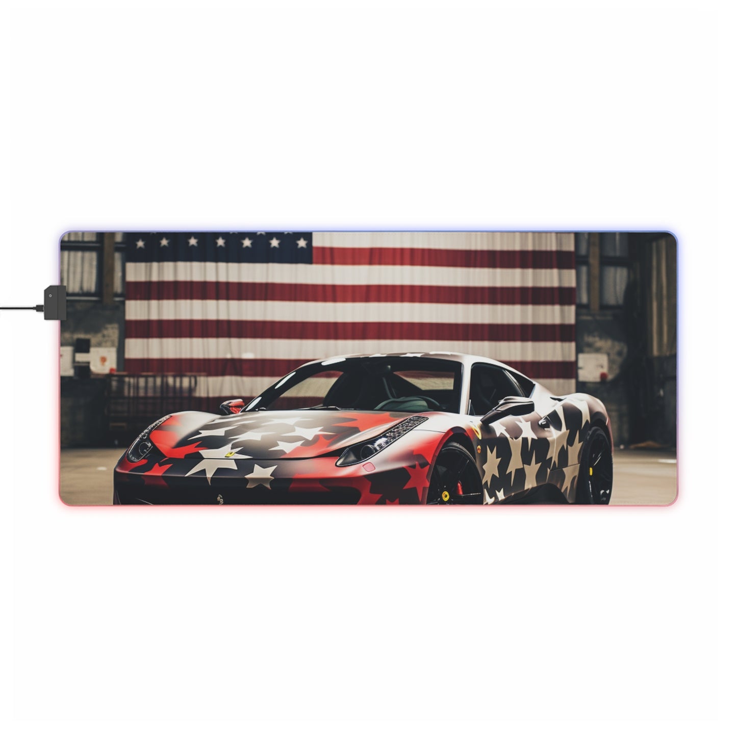 LED Gaming Mouse Pad American Flag Farrari 1