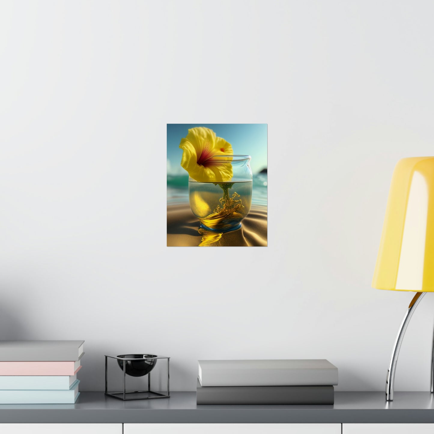 Premium Matte Vertical Posters Yellow Hibiscus glass 1