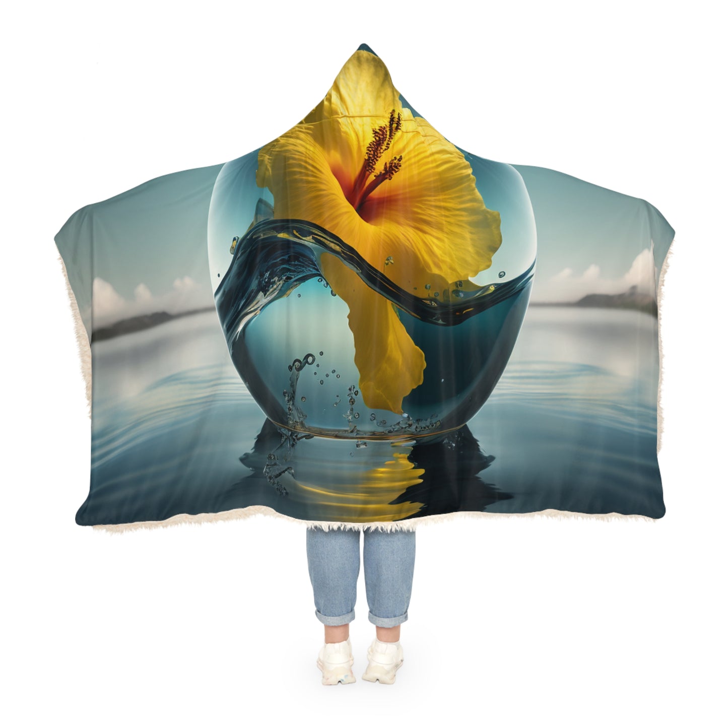 Snuggle Hooded Blanket Yellow Hibiscus glass 4