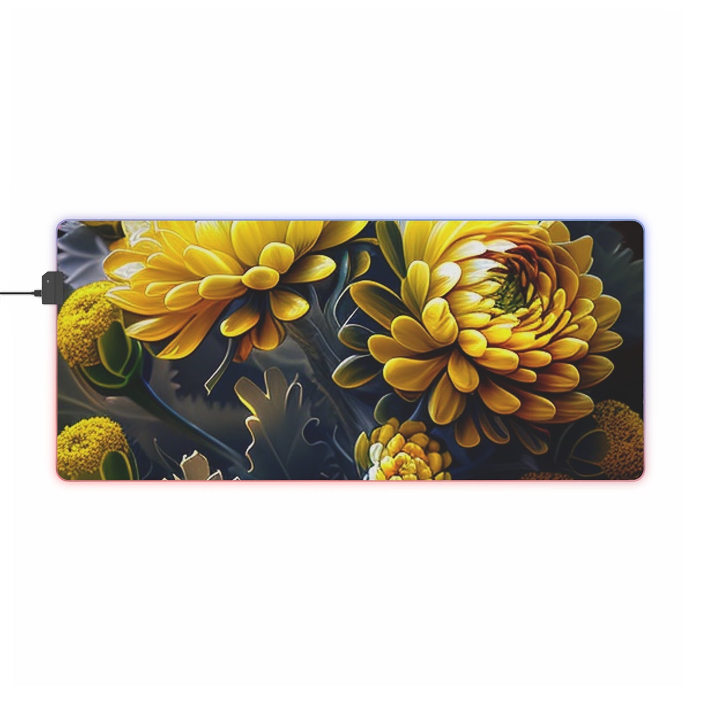 LED Gaming Mouse Pad Yellow Hermosas Flores Amarillas 3