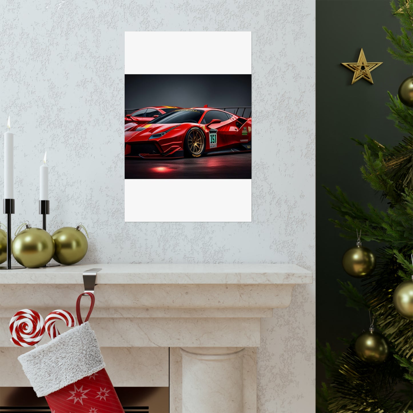 Premium Matte Vertical Posters Ferrari Red 2