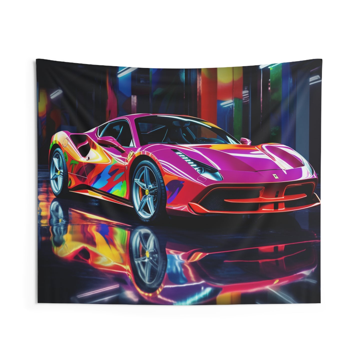 Indoor Wall Tapestries Pink Macro Ferrari 1