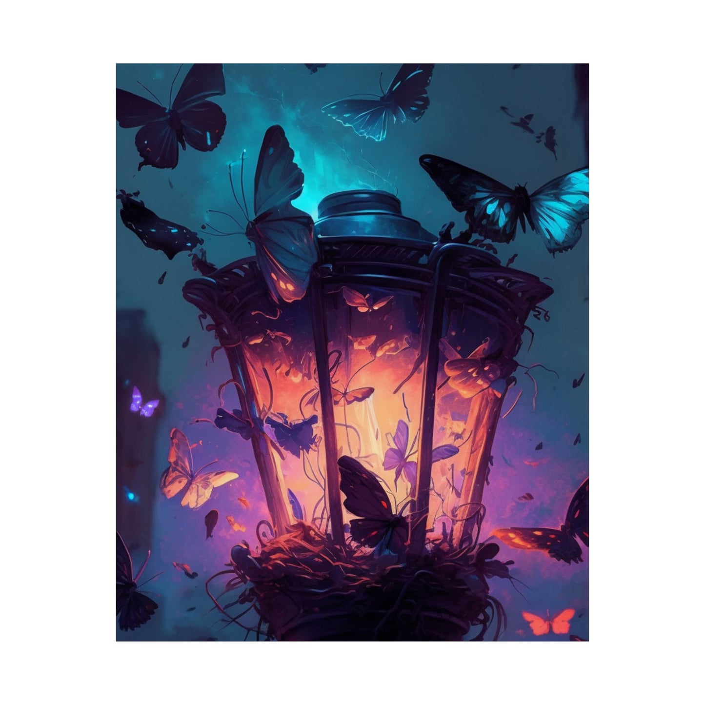 Premium Matte Vertical Posters Street Light Butterfly 3