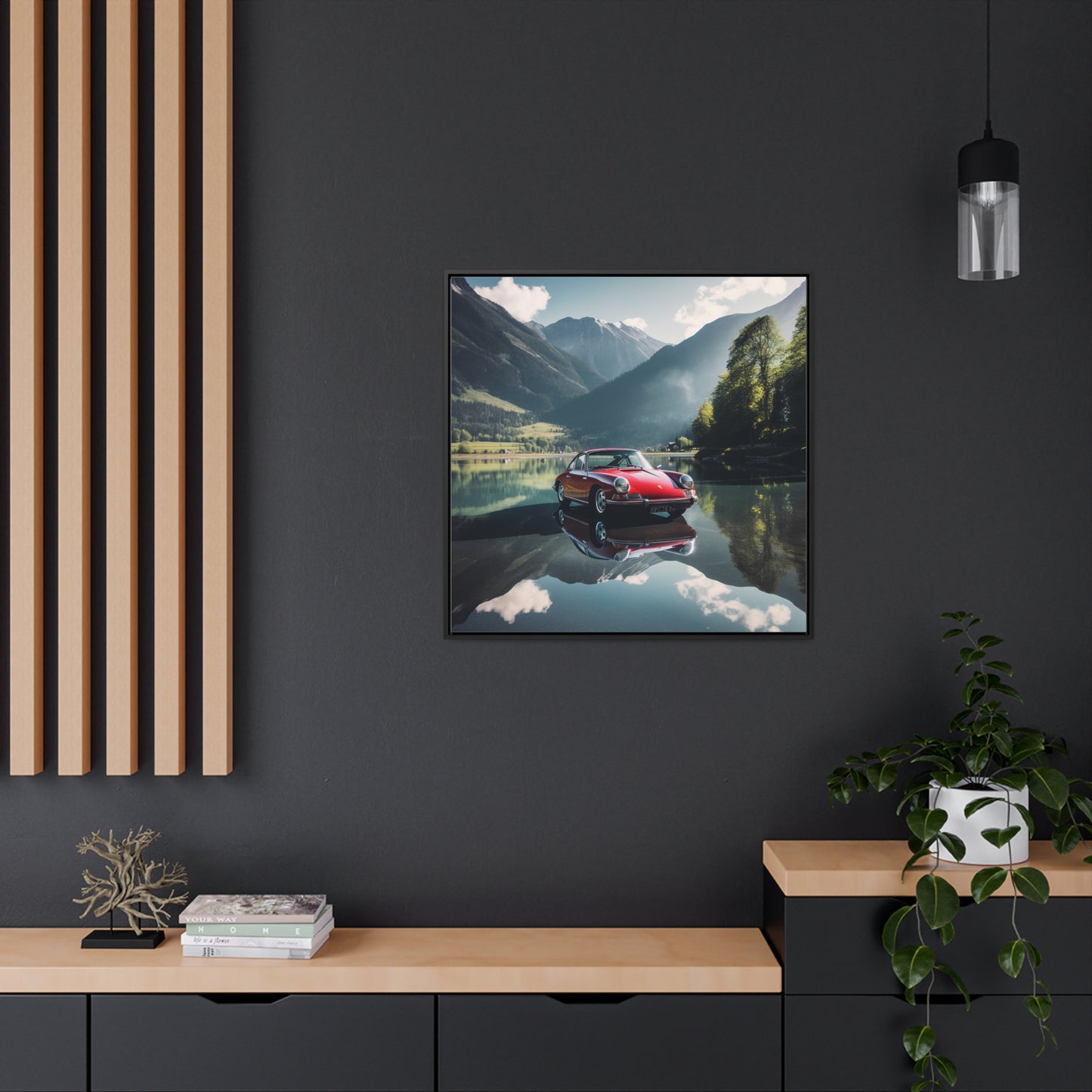 Gallery Canvas Wraps, Square Frame Porsche Lake 3