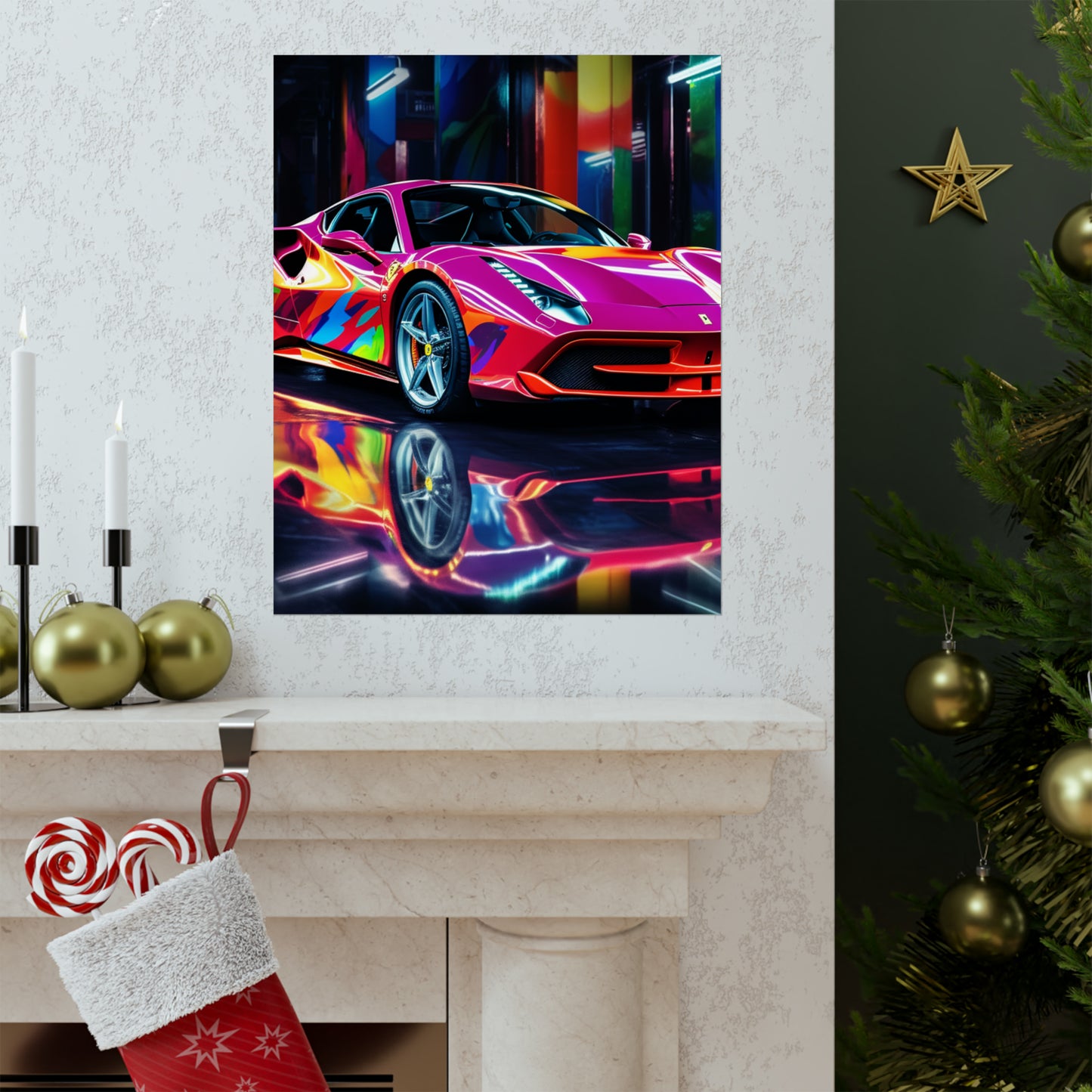 Premium Matte Vertical Posters Pink Macro Ferrari 1