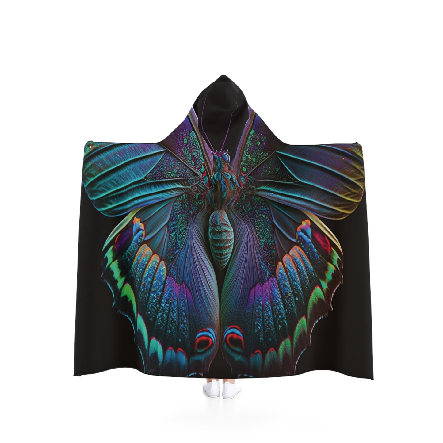 Hooded Blanket Hue Neon Butterfly 4