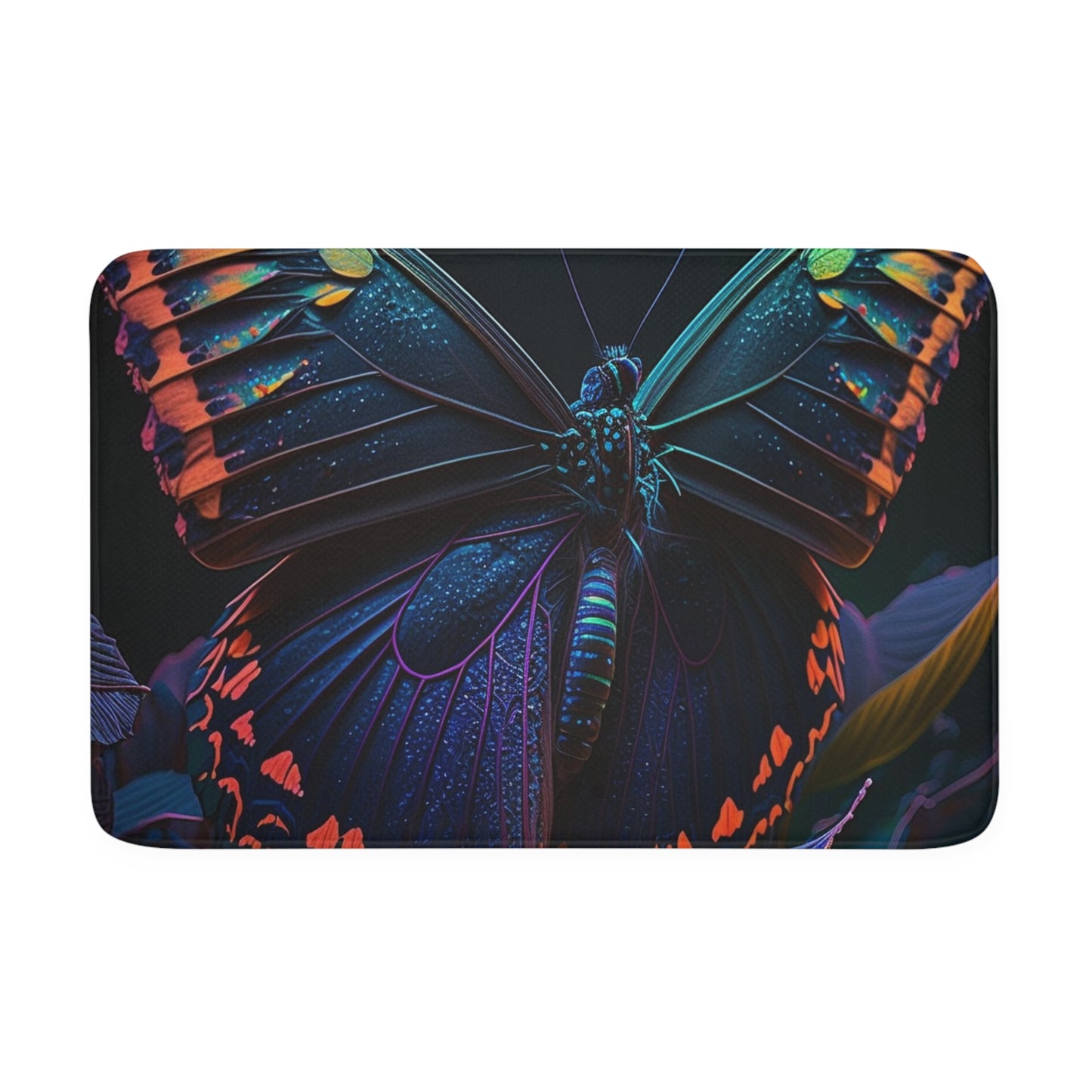 Memory Foam Bath Mat Hue Neon Butterfly 3