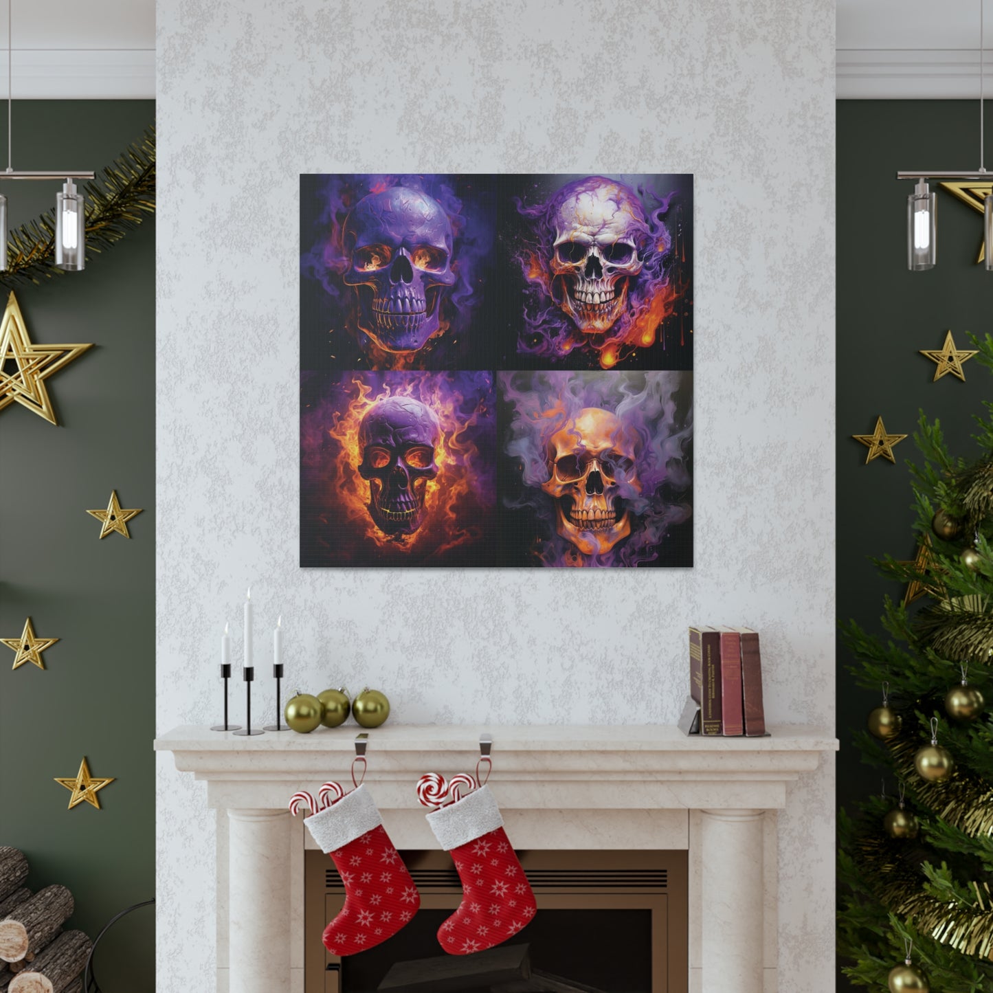 Canvas Gallery Wraps Skull Flames 5