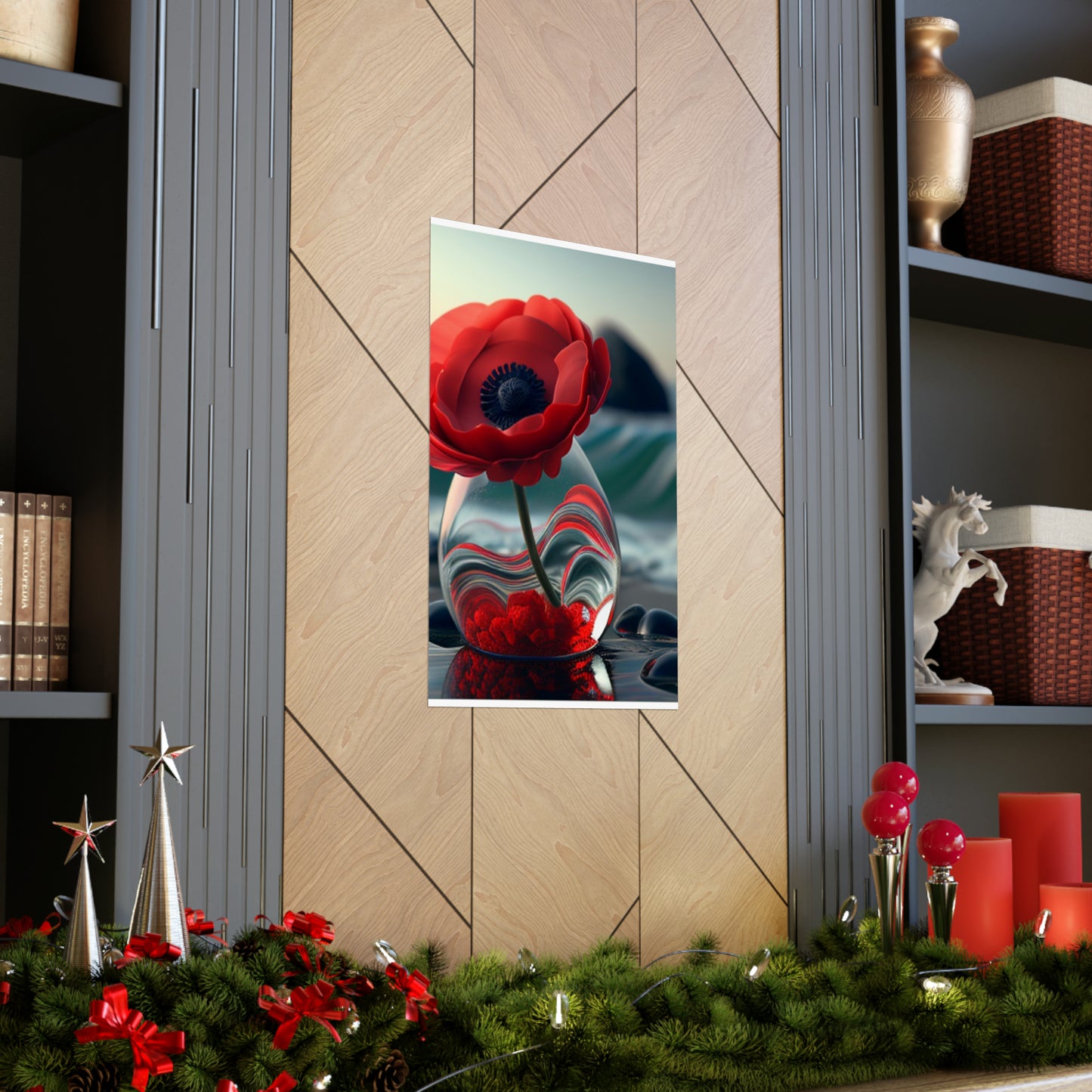 Premium Matte Vertical Posters Red Anemone in a Vase 1