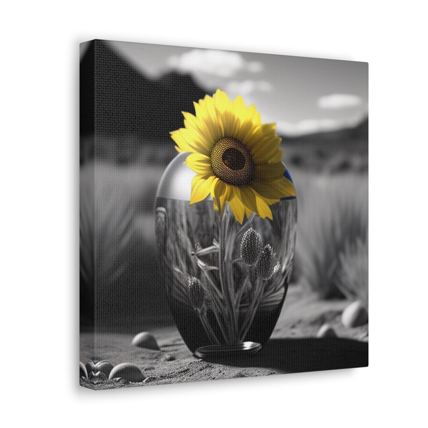 Canvas Gallery Wraps Yellw Sunflower in a vase 3