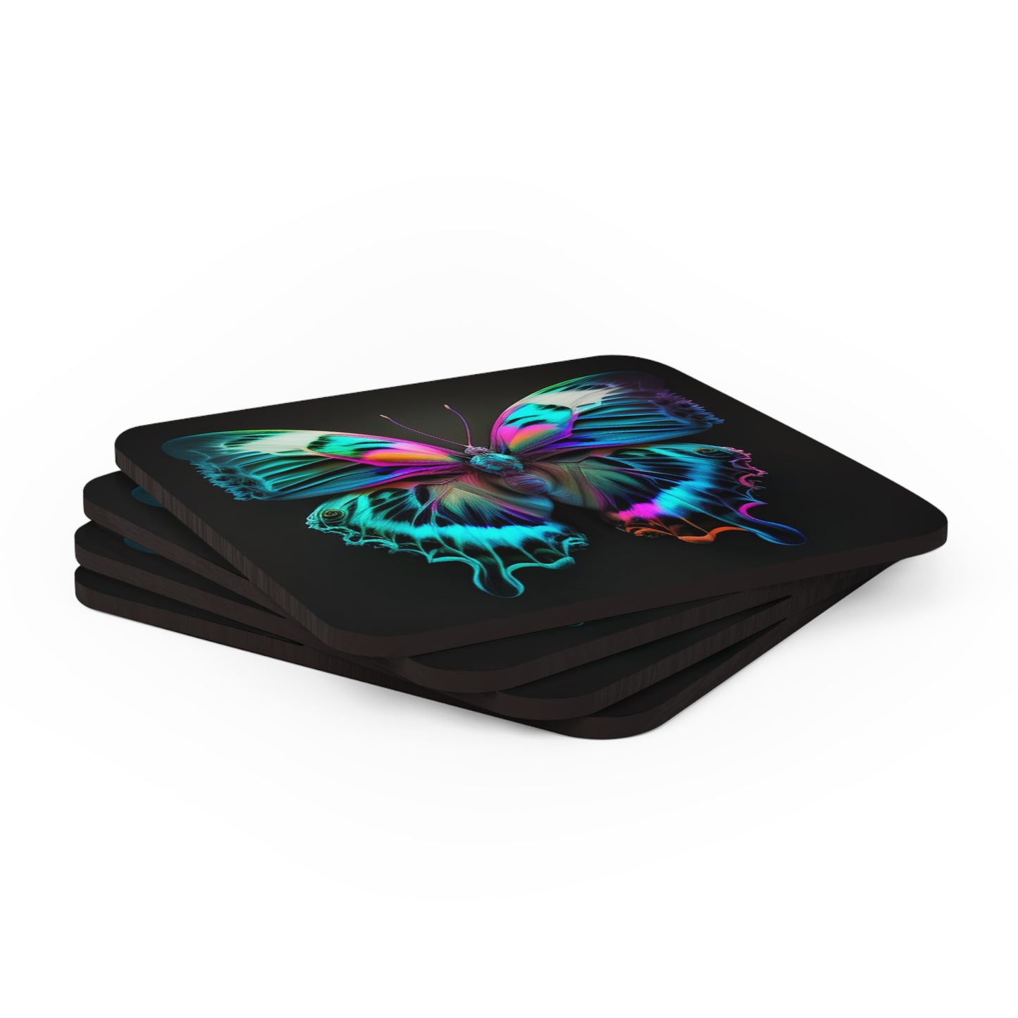 Corkwood Coaster Set Neon Butterfly Fusion 4